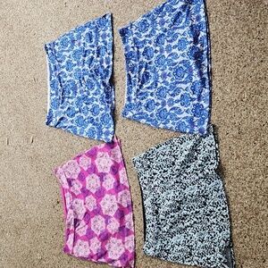 Pre-owned Lot Of 4 Tranquility Print Knit Pull-on Tennis Skirts Skorts Medium